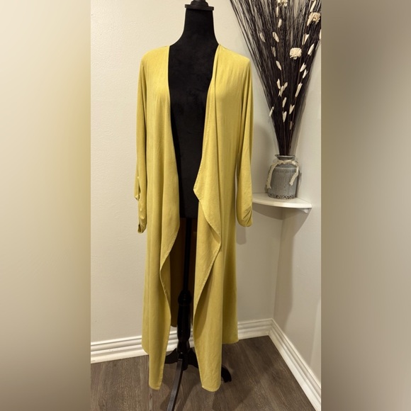 Tahari Long open front fashionable Cardigan - mustard color Size Small - Picture 1 of 8